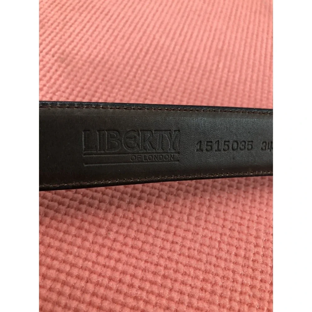 Liberty of London dress belt men's 34‎ brown full grain glazed cowhide brass